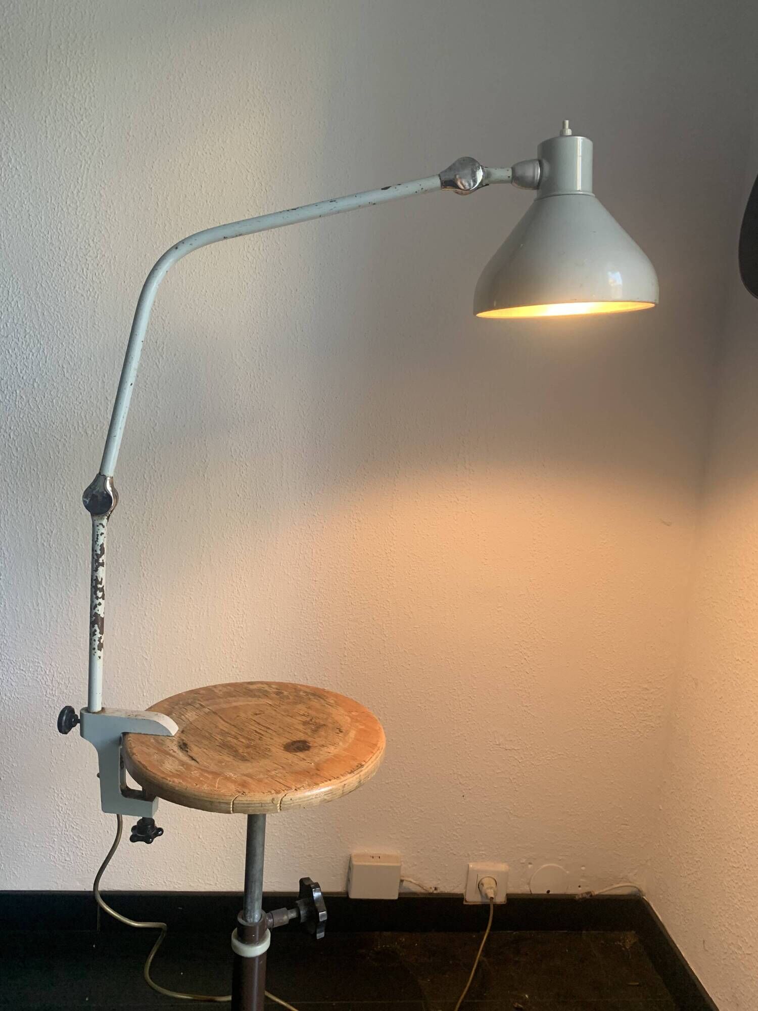 Vintage 1950s architect's reading lamp Jumo GS2 grey mouse - 70 cm