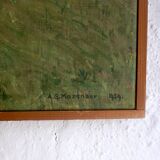 Peinture impressionniste d'une scène de ferme belge