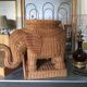 Wicker elephant side table