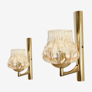 Set of 2 wall lamps with smoked glass