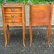 2 Louis XV bedside tables made of curved solid wood with drawers from the 1930s.
