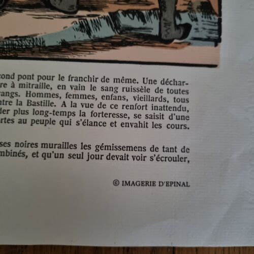 Ancienne image d Epinal "La prise de la Bastille"