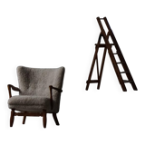 Viggo Boesen, Lounge Chair in Oak and Sheepskin Shearling, Modern Danish, 1950s