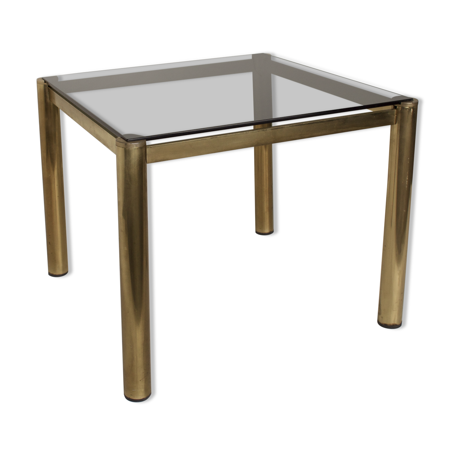 Square glass and brass coffee table 1980 original edition