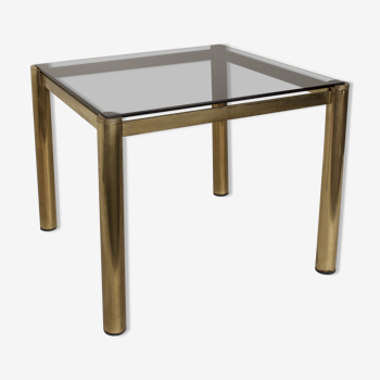 Glass and brass square coffee table,1980, original edition