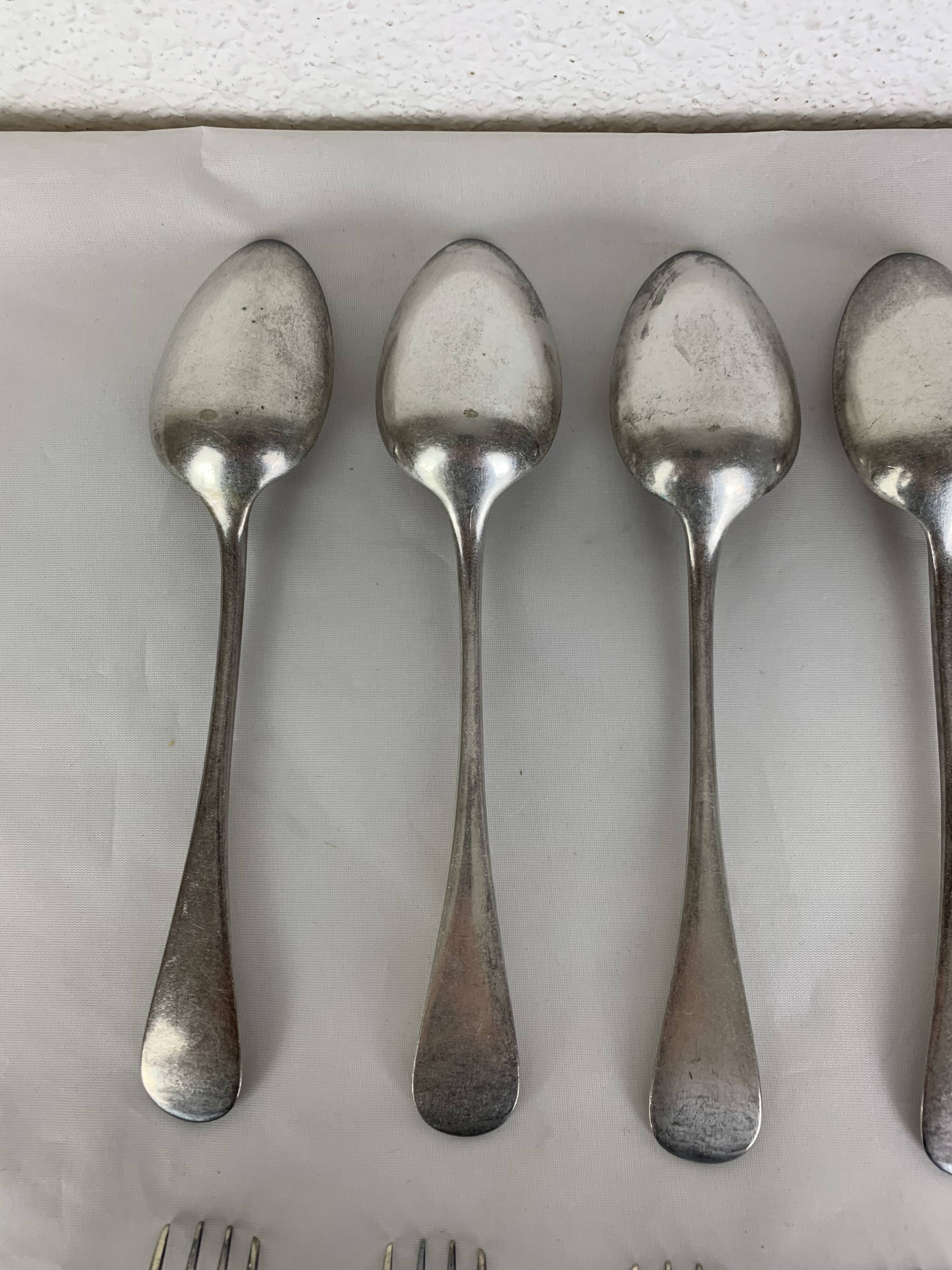 6 forks & 6 spoons Christofle Baguette Fidelio model silver metal