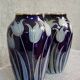 Alsace stoneware: pair of tulip vases signed Hubert Krumeich-Remmy