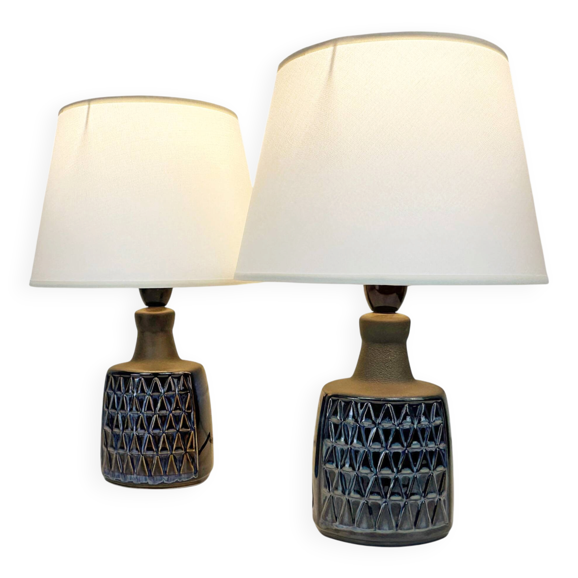 Paire de petites lampes en grès bleu Søholm par Einar Johansen Danemark