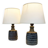 Pair of small blue stoneware lamps by Søholm by Einar Johansen Denmark