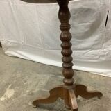 Ancien guéridon, brutaliste en bois tourné