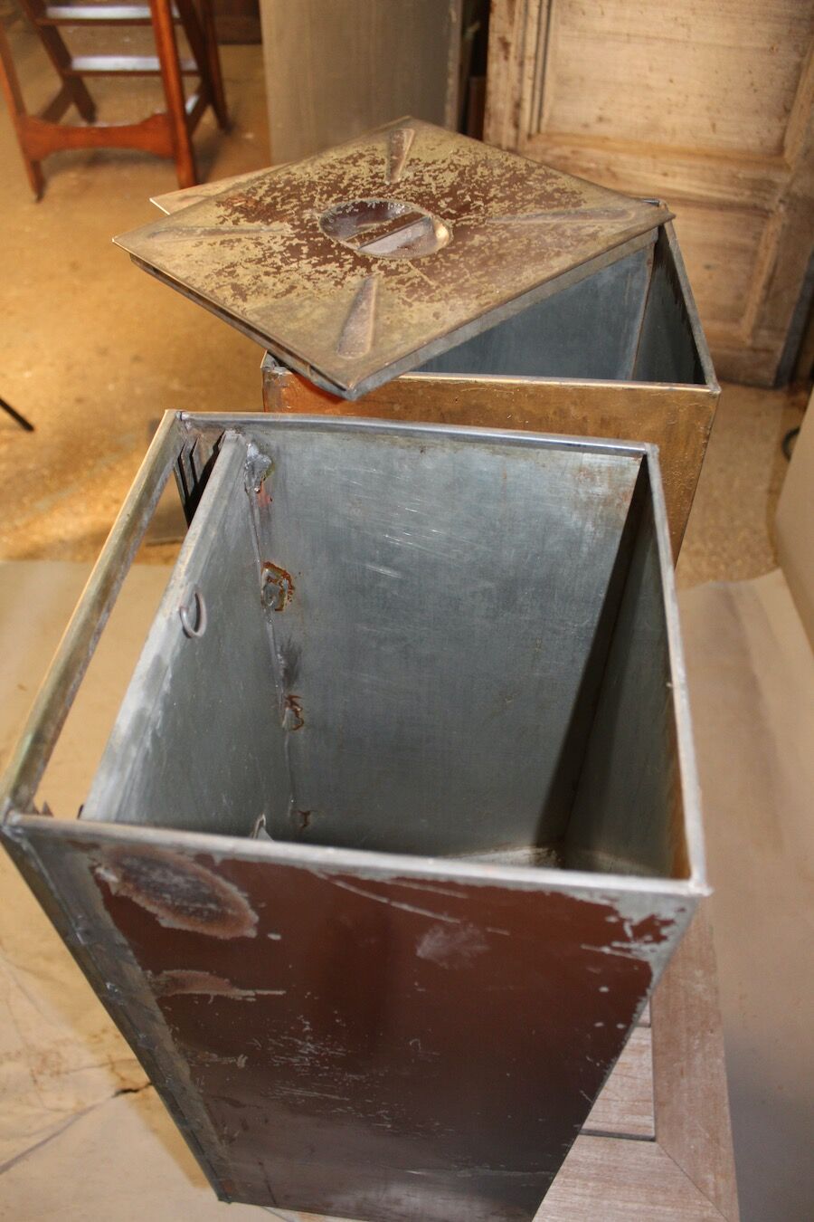 Pair of old coffee silos, coffee bean dispenser