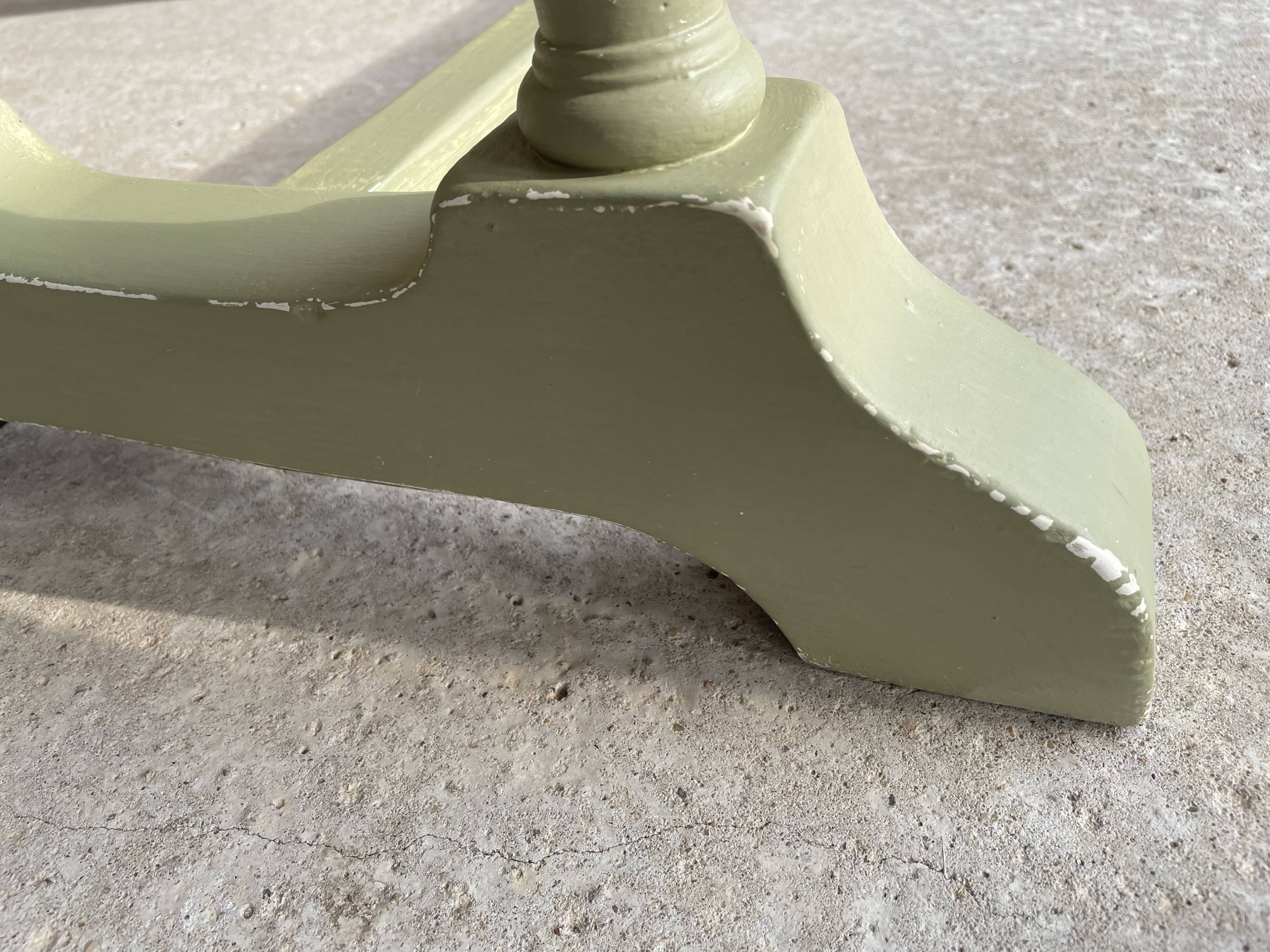 Patinated green baluster table