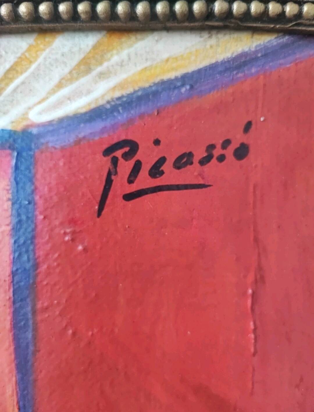 Portrait cubiste vintage d'une femme au chapeau, huile sur toile, rue Picasso