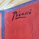Portrait cubiste vintage d'une femme au chapeau, huile sur toile, rue Picasso