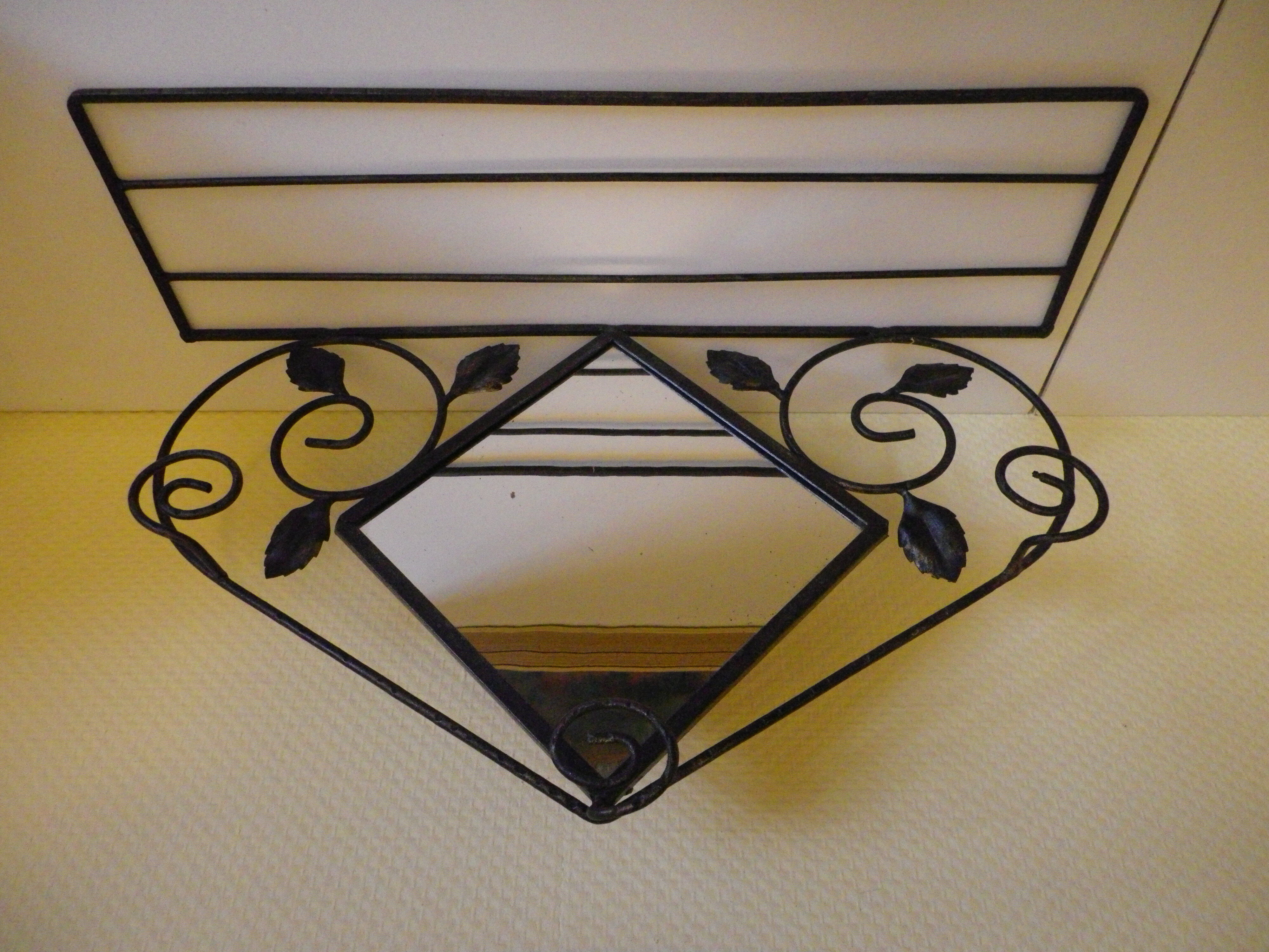 Wall coat door with mirror and storage shelf - 1960