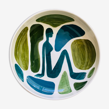 Hand-painted ceramic salad bowl artisanal french vallauris