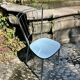 Chrome chair with blue Formica