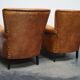 Fauteuil club en cuir vintage hollandais de couleur cognac, ensemble de 2