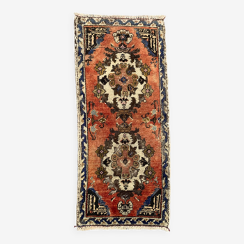 Petit tapis turc vintage 107x46 cm, short runner, tribal, shabby, mini tapis