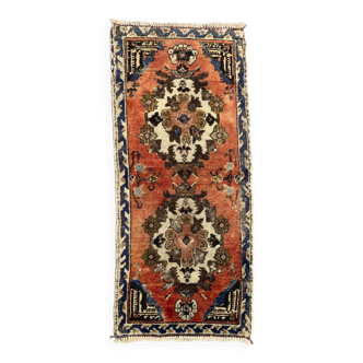 Petit tapis turc vintage 107x46 cm, short runner, tribal, shabby, mini tapis