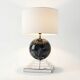 Architectural Stepped Lucite Lamp with Faux Marble Glass Sphere 1970s