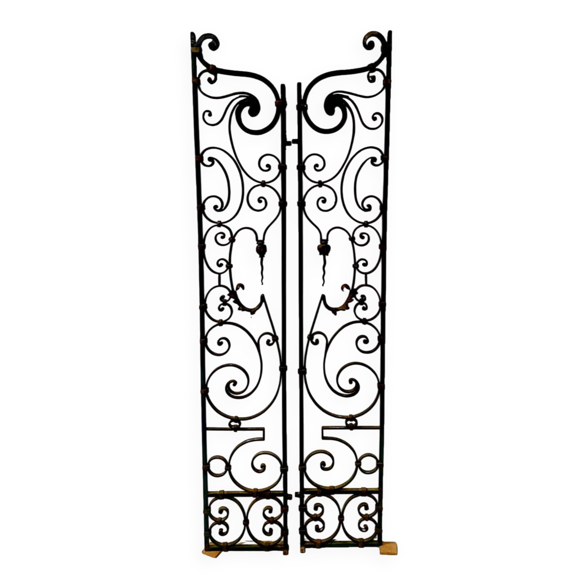 Set of two hammered wrought iron doors, 20th century