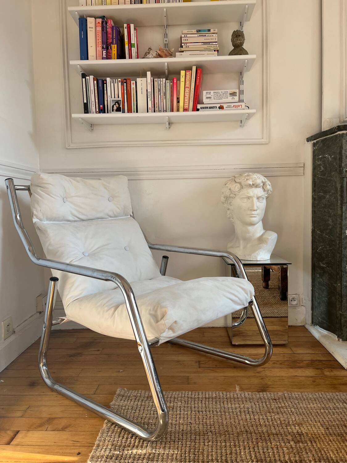 Fauteuil tubulaire en métal chromé, années 70