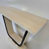 Italian Art Deco Parchment, Brass, Black Console, In the style of Borsani,