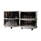 Paire de tables de chevet cylindrique à roulette space age en miroir, 1960