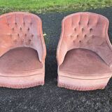 Paire de fauteuils  crapauds vintage