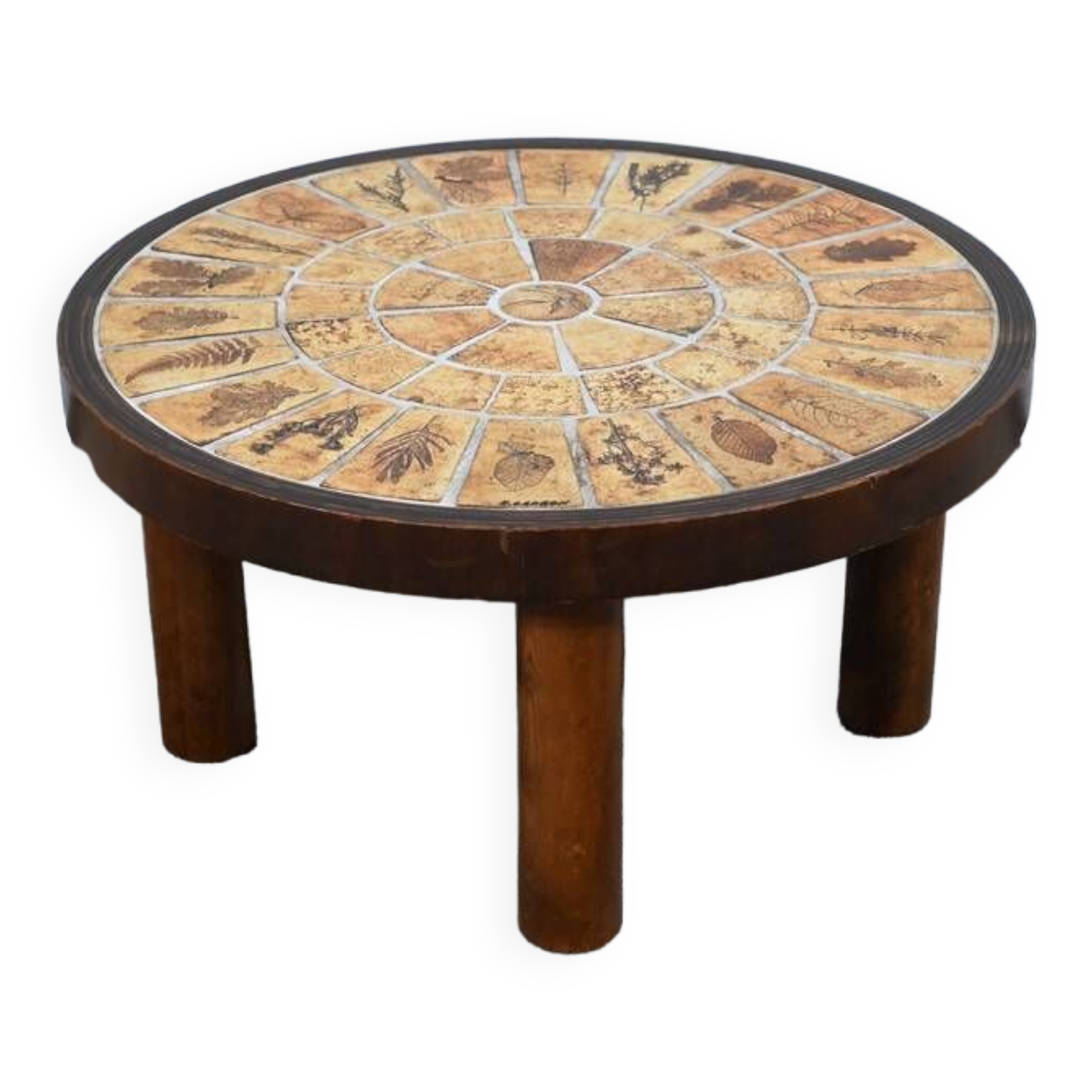 Small Salon Table in Ceramic by Vallauris, signed R.Capron, Collection Les Herbiers - 1960