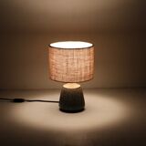 Handmade Søholm ceramic table lamp with jute lampshade / Danish Design