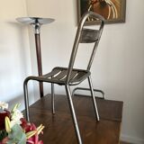 Solid cherry farmhouse table + 8 metal chairs - 2 extensions