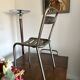 Solid cherry farmhouse table + 8 metal chairs - 2 extensions