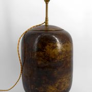 Art Deco modernist lamp in patinated brass, circa 1930.