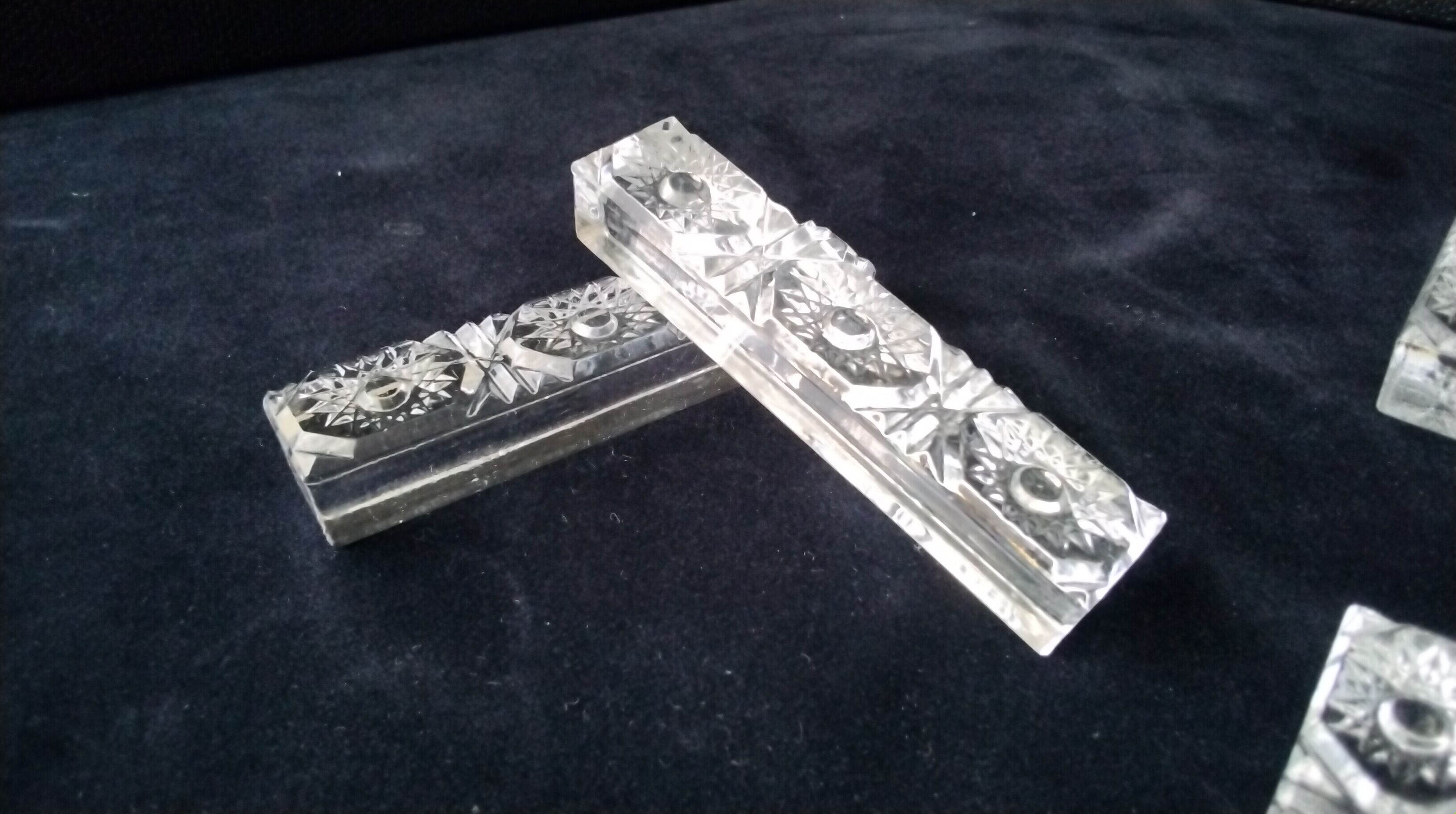 6 rectangular lead crystal knife rests