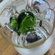 Vintage ceiling light Murano glass Mazzega green flower and stainless steel