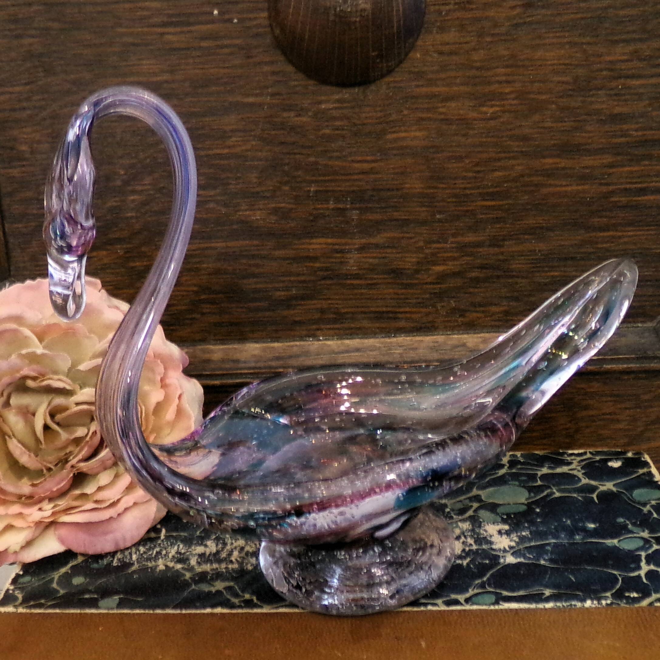 Mid-century Murano glass multicolored swan