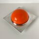 Box covered in silver metal and orange ABS by Lino Sabattini for Gallia by Christofle
