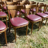 Set of 41 bistro chairs seated red skaï
