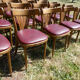 Set of 41 bistro chairs seated red skaï