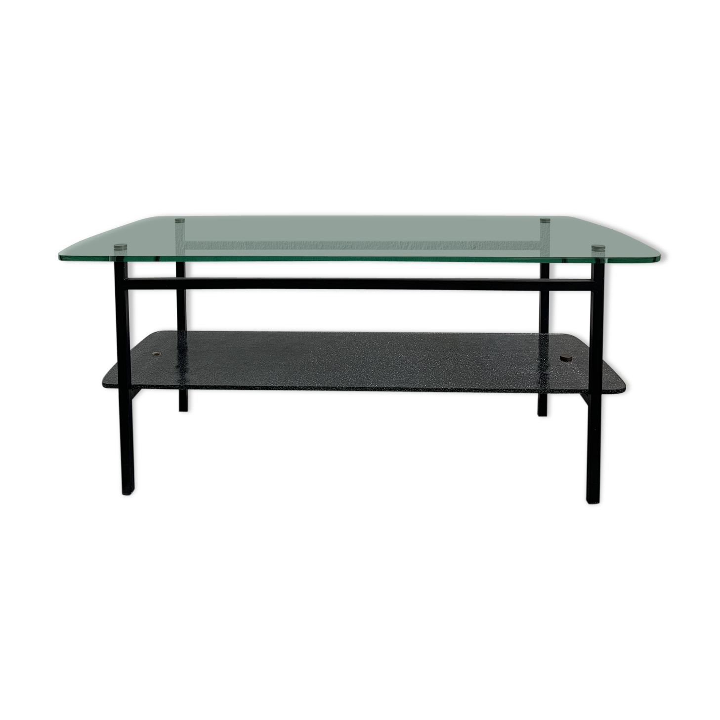 Vintage glass and steel coffee table Years 50