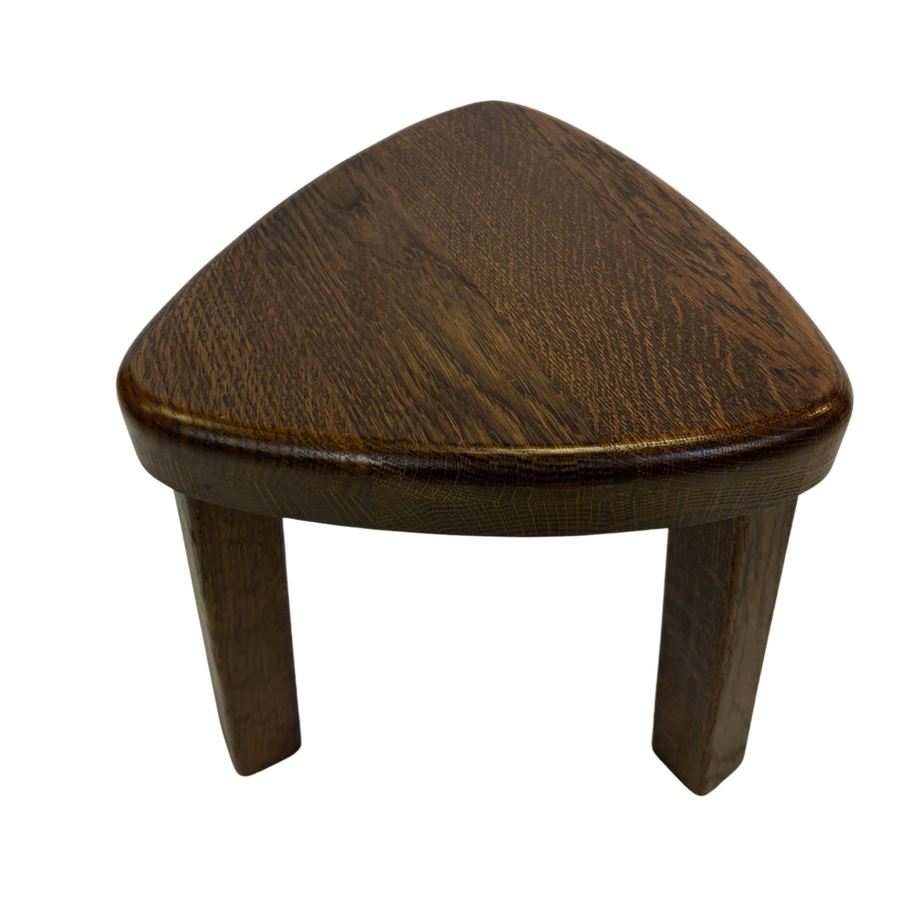 Set of 3 brutalist oak oval side or nesting tables 1970s