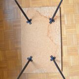 Brass and glass coffee table with compass feet