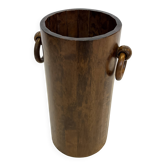 Porte-parapluie cylindrique en bois vintage, design minimaliste des années 1960