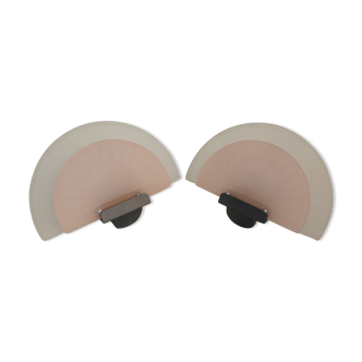 Pair appliques glass metal half-moon diva Enzio Didone arteluce circa 1980