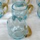 Antique Georges Sand blue and amber liqueur set - 12 glasses and tray