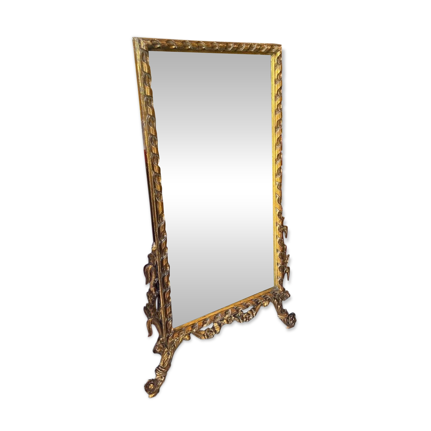 Antique mirror above a chest of drawers or between two windows, carved wood, 18th century
