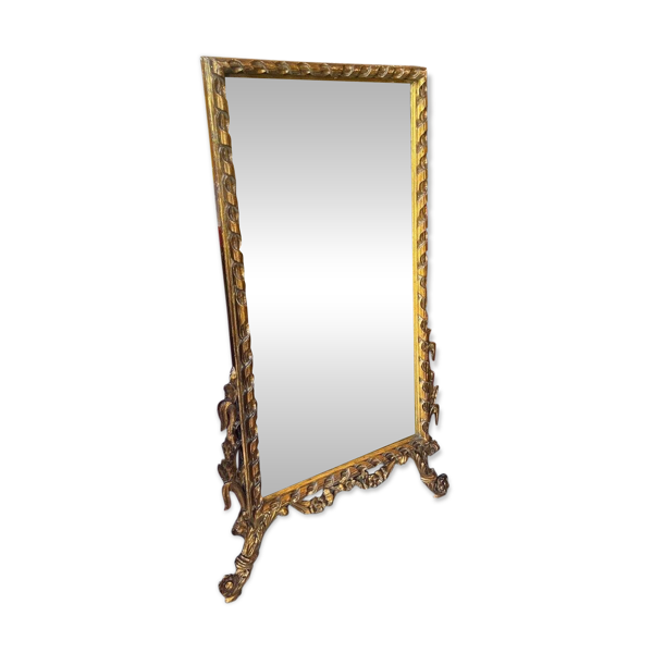 Miroir ancien dessus de commode ou entre deux fenêtres, bois sculpté XVIIIe siècle