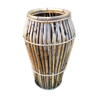 60s rattan bamboo umbrella holder